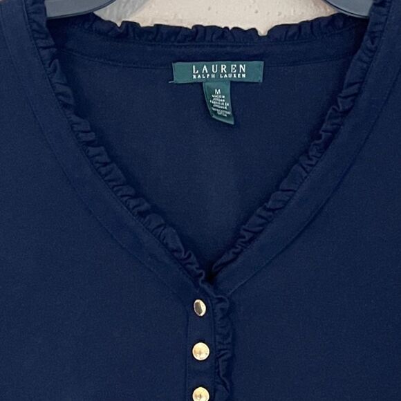 Ralph Lauren Ruffled V Neck Top Size M - Picture 3 of 4